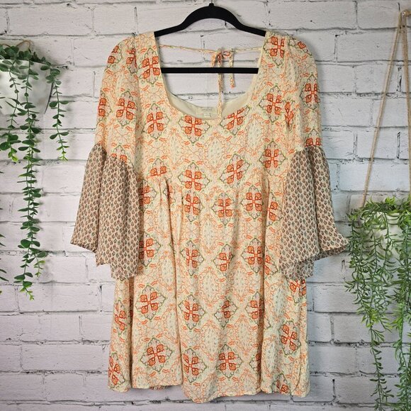 UMGEE BOHO BABY DOLL  BLOUSE 3/4 SLEEVE FLOWING TUNIC PULLOVER SIZE SMALL - Picture 7 of 7